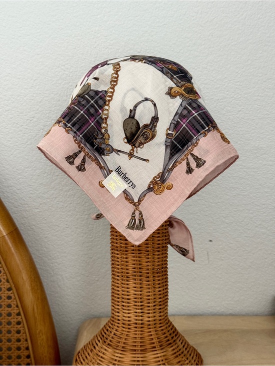 Burberry Accessories - Vintage Burberrys Equestrian Horsebit Cotton Bandana Scarf Made in Japan